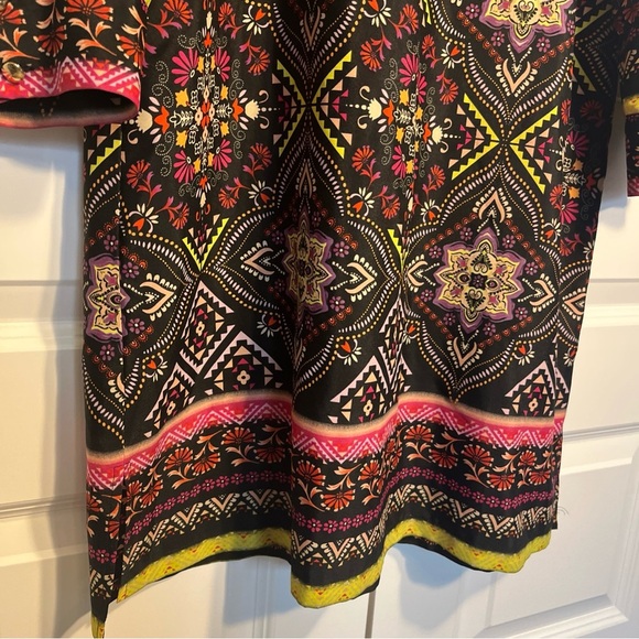 Antonio Melani Multicolor Aztec Geometric Print Henley Collar Shirt Dress Sz 8 - Picture 2 of 8